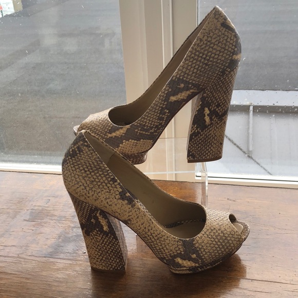 BCBGMaxAzria Shoes - Sexy Snakeskin Peep Toe Heels